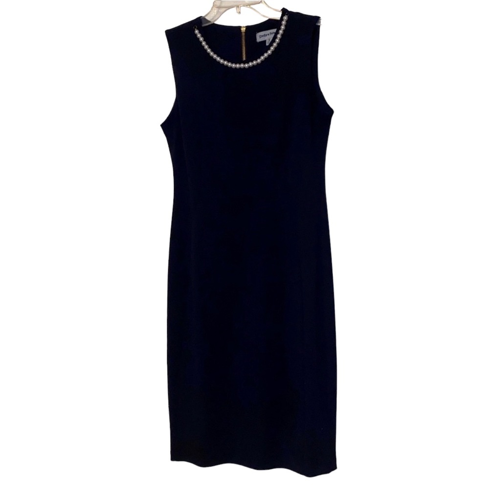 Shelby & Palmer Navy Pearl Necklace Sleeveless Dress - Picture 1 of 5